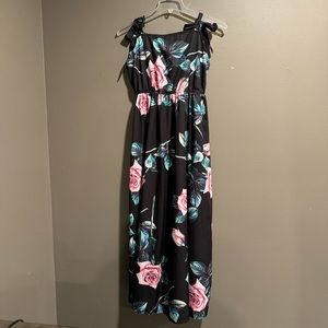 Shein Floral Shoulder Tie Dress Size Large